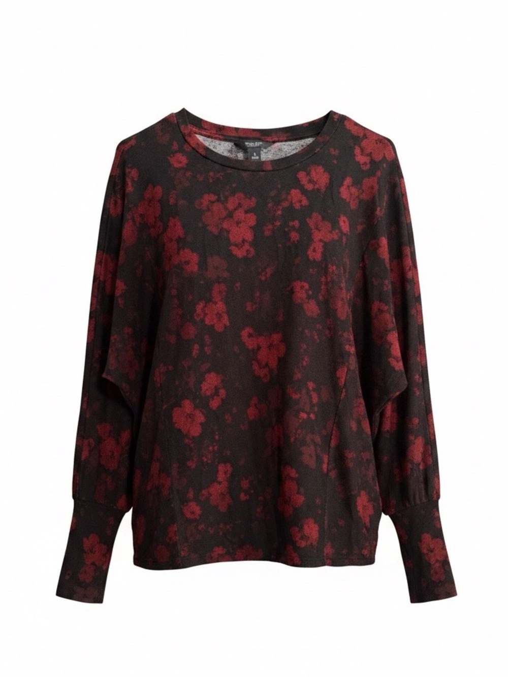 Simply Vera Vera Wang • Long Sleeve Floral Top in Black and Red • Womens Sm